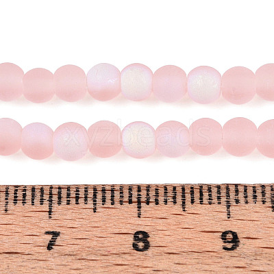 Frosted Transparent Glass Beads Strands GLAA-T032-T4mm-MBB10-1