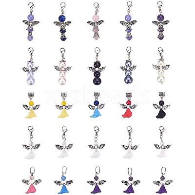 Glass/Gemstone Beads Pendants PALLOY-PH0013-04-1