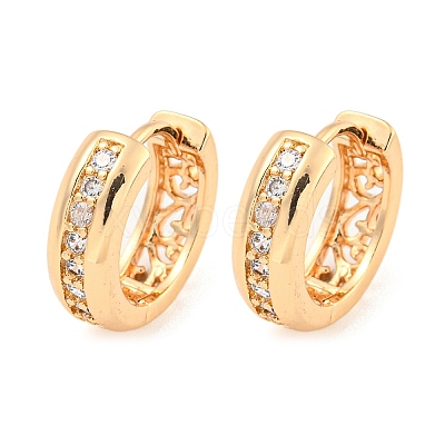 Brass Micro Pave Clear Cubic Zirconia Hoop Earrings EJEW-A107-06A-KCG-1