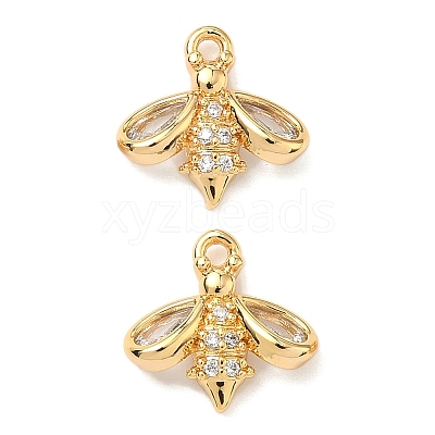 Brass Micro Pave Cubic Zirconia Charms KK-A281-09B-G-1