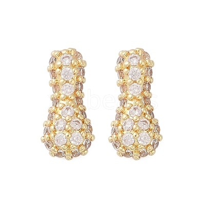 Brass Micro Pave Cubic Zirconia Stud Earrings EJEW-Z091-04G-I-1