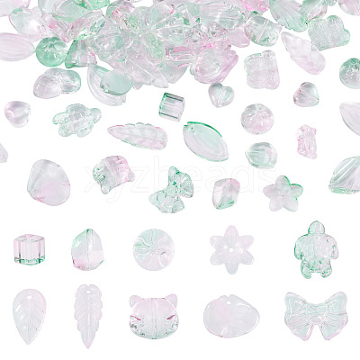 64Pcs Gradient Color Transparent Glass Beads GLAA-TA0003-48E-1