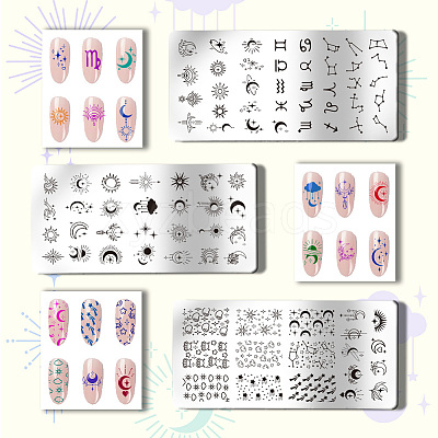Stainless Steel DIY Nail Art Templates MRMJ-WH0092-011-1