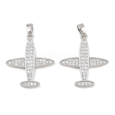 Brass Micro Pave Clear Cubic Zirconia Pendants KK-G549-18E-P-1
