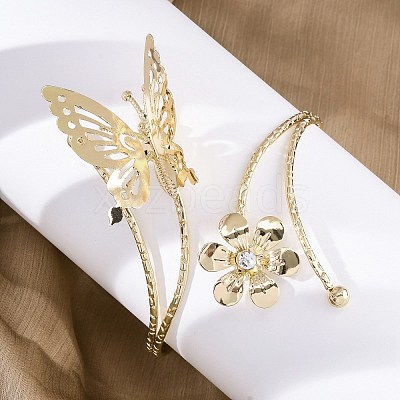 Flower & Butterfly Alloy Arm Cuff Bangles for Girl Women LS-AJEW-A063-01F-G-1
