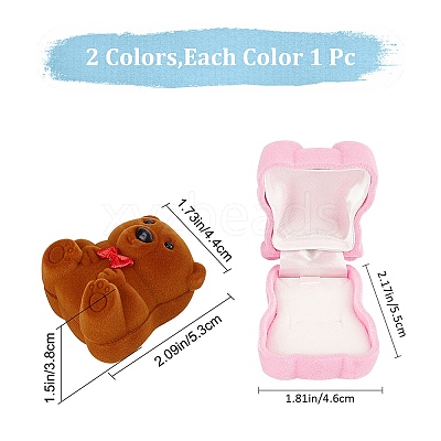 2Pcs 2 Colors Bear-Shaped Plastic Flocking Boxes CON-GF0001-09-1