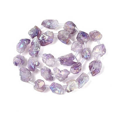 Electroplate Raw Rough Natural Amethyst Beads Strands G-Q610-06F-1