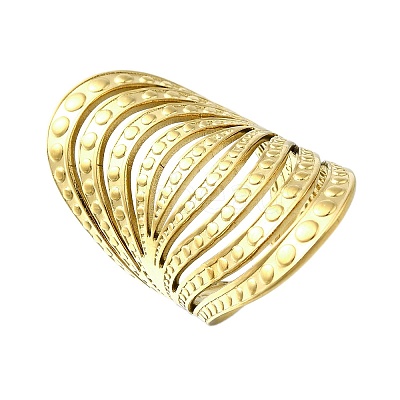 304 Stainless Steel Adjustable Cuff Rings for Women RJEW-B123-01G-03-1