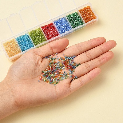 3500Pcs 7 Colors 12/0 Glass Round Seed Beads SEED-YW0001-20-1