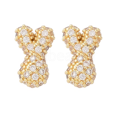 Brass Micro Pave Cubic Zirconia Stud Earrings EJEW-Z091-04G-Y-1