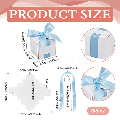 Square Paper Wedding Candy Storage Boxes with Ribbon LS-AJEW-WH0609-744D-1
