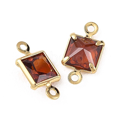 SHEGRACE Brass Pave Cubic Zirconia Square Connector Charms XGRQ2O364-440B-G-1