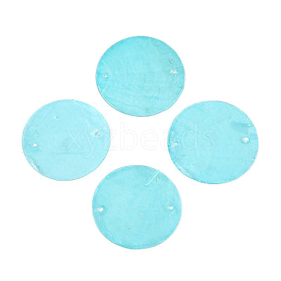 Spray Painted Natural Capiz Shell Disc Links Connector Charms SSHEL-T017-32A-1