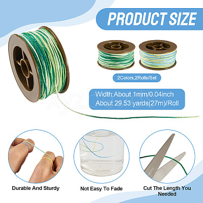 2 Rolls 2 Colors Segment Dyed Round Polyester Twisted Cords OCOR-TA0003-59A-1