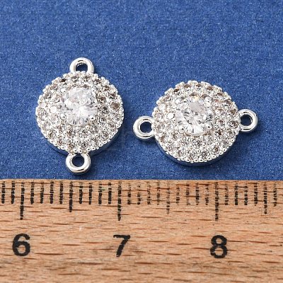Brass Pave Clear Cubic Zirconia Connector Charms CU-CBAEC99-06S-1