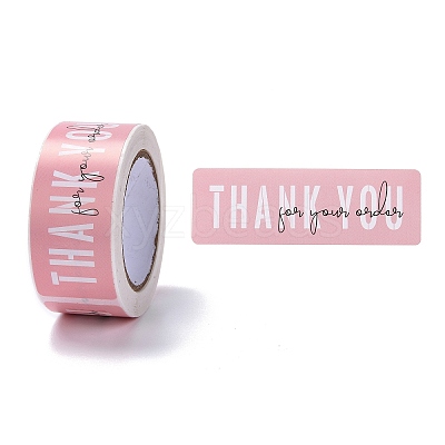 Pink Rectangle Paper Thank You Stickers X1-DIY-C042-07B-1