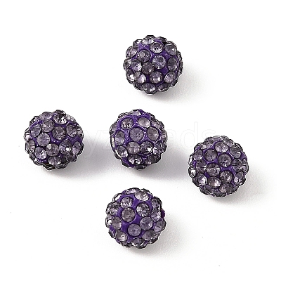 Half Drilled Polymer Clay Rhinestone Round Beads X-RB-H258-HD8mm-539-1