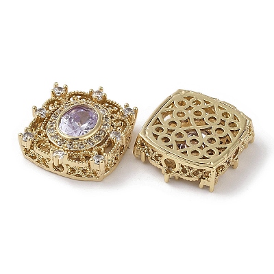 Brass Micro Pave Cubic Zirconia Beads KK-G491-36G-01-1