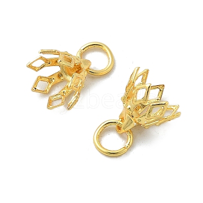 Flower Rack Plating Brass Filigree Bead Cap Bails KK-L102-27G-1