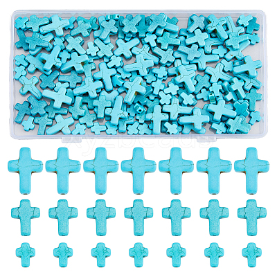 6 Strands 3 Styles Synthetic Turquoise Beads Strands TURQ-DC0001-04C-1