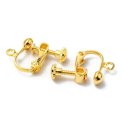 Rack Plated Brass Screw Clip-on Earring Findings KK-YW0001-10G-1