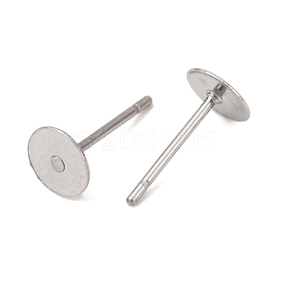Tarnish Resistant 316 Surgical Stainless Steel Flat Round Blank Peg Stud Earring Settings STAS-R073-06-1