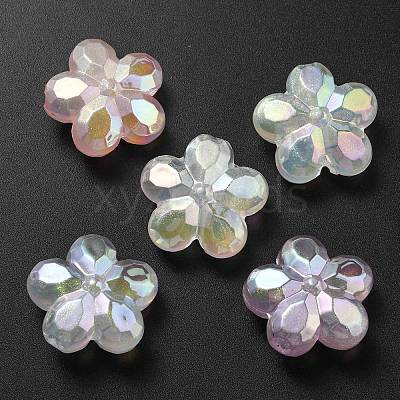 UV Plating Luminous Transparent Acrylic Beads OACR-P010-16-1