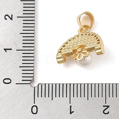 Brass & Shell & Clear Cubic Zirconia Charms KK-I712-18G-1