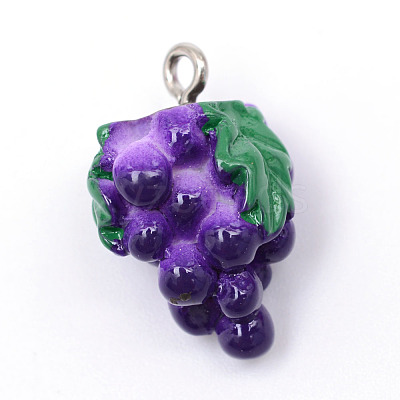 Autumn Theme Grape Resin Pendants X-RESI-R184-06-1