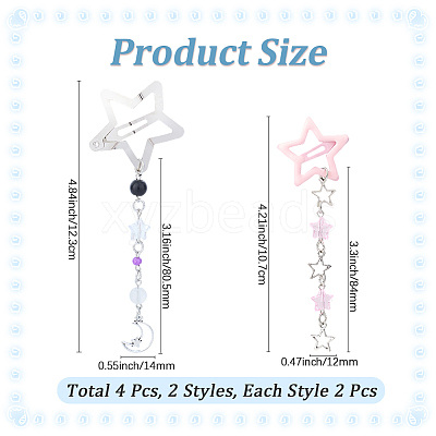 2Pcs 2 Styles Star Iron & Plastic Snap Hair Clips PHAR-CP0001-29-1