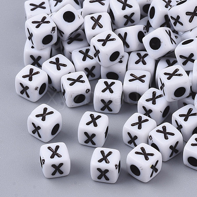 White Opaque Acrylic Beads MACR-R869-02X-1
