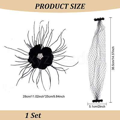 Bridal Wedding Mesh Feather Fascinator Hats Hair Chips OHAR-WH0011-47B-1