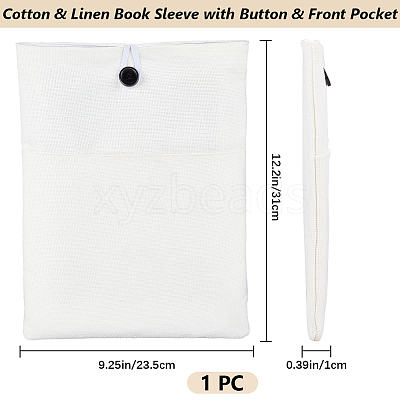 Cotton & Linen Book Sleeve with Button & Front Pocket ABAG-WH20005-14C-01-1