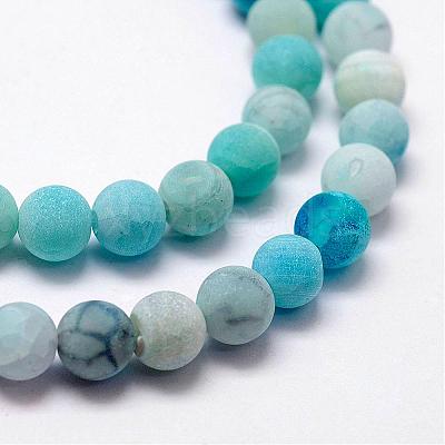 Frosted Natural Agate Beads Strands G-F365-8mm-03-1