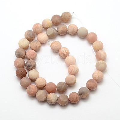 Natural Sunstone Frosted Round Bead Strands LS-G-O039-07-8mm-1