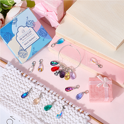 2Sets Glass Teardrop Pendant Decoration HJEW-SC0002-18-1