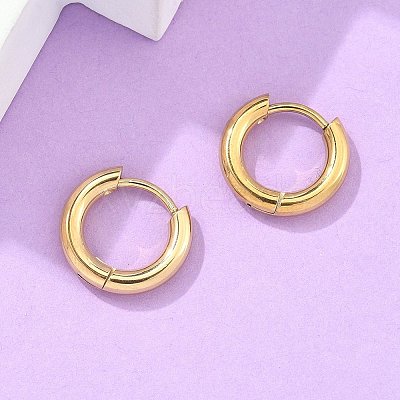 Ion Plating(IP) 304 Stainless Steel Huggie Hoop Earrings EJEW-F111B-13mm-G-1