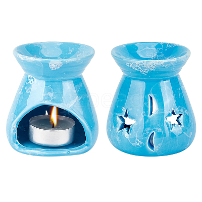 Moon & Star Porcelain Candle Holders AJEW-WH0270-414A-1