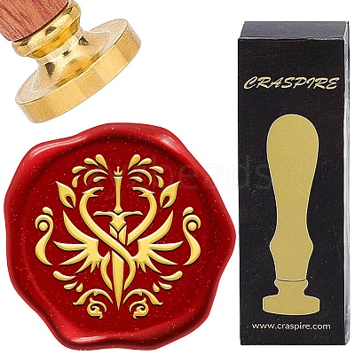 Brass Wax Seal Stamp with Wood Handle AJEW-WH0412-0289-1