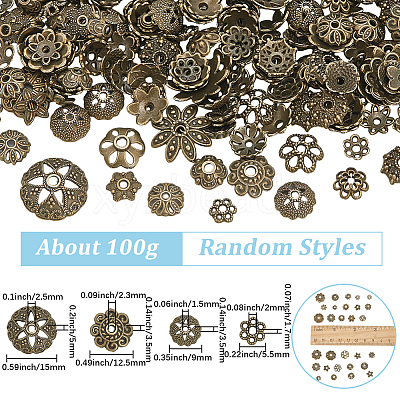 2 Sets Tibetan Style Alloy Bead Caps FIND-SC0019-65AB-1