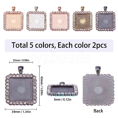 Alloy Rhinestone Pendant Cabochon Settings ALRI-SC0001-002-1