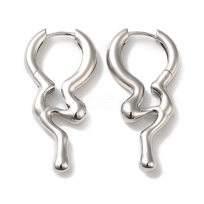 Rack Plating Brass Melting Drop Hoop Earrings for Women EJEW-Z019-19P-1