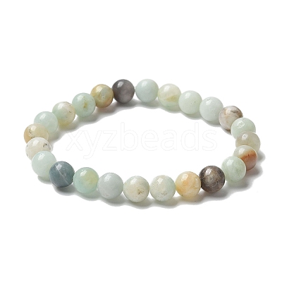Natural Flower Amazonite Bead Stretch Bracelets X-BJEW-K212-B-007-1