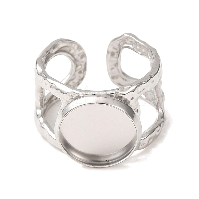 Hammered 304 Stainless Steel Cuff Ring Components SA-CBAC0DF-02C-P-1