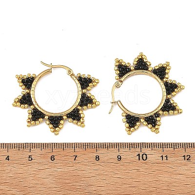 Glass Beaded Hoop Earrings EJEW-MZ00750-03-1