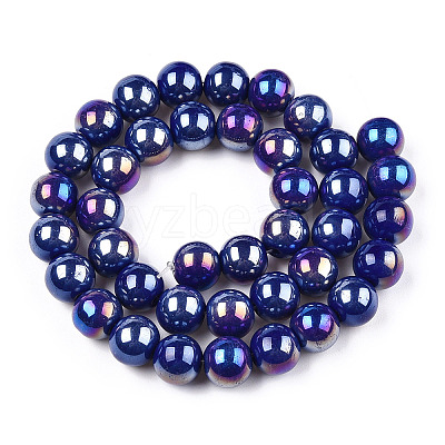 Electroplate Opaque Glass Beads Strands LS-GLAA-T032-P10mm-AB03-1