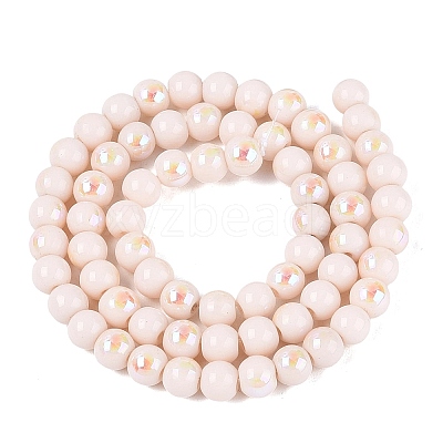 Electroplate Opaque Glass Beads Strands EGLA-Q132-6MM-01C-02-1