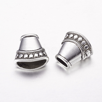 Antique Silver Tone Alloy Tibetan Silver Necklace End Tip Bead Caps X-LF1282Y-1