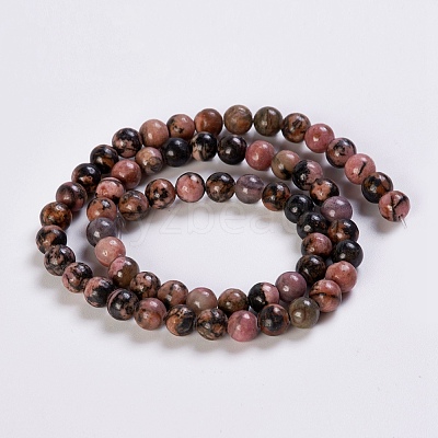 Natural Rhodonite Beads Strands G-K254-04-6mm-1