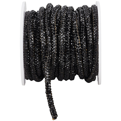 7.1 Yards Glass Rhinestone Synthetic Rubber Round Cord DIY-GF0013-74C-1